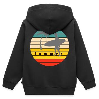 Sommer T-Shirt - Kinder Premium Organic Zip Hoodie - Schwarz - Hinten - AI Model Kid Male (0cm)