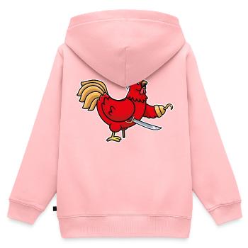 Humor Henne Lustiges Tier Piraten Hahn Huhn Henne - Kinder Premium Organic Zip Hoodie - Rosa - Hinten - AI Model Kid Female (0cm)