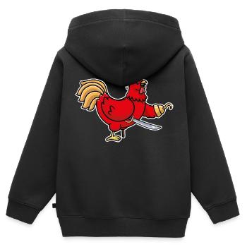 Humour Poule Drôle Animal Coq pirate Poulet Poule - Sweat Premium à capuche zippé enfant bio - noir - Dos - AI Model Kid Male (0cm)