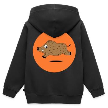 Jagd auf gejagte Wildschweinjäger - Kinder Premium Organic Zip Hoodie - Schwarz - Hinten - AI Model Kid Male (0cm)