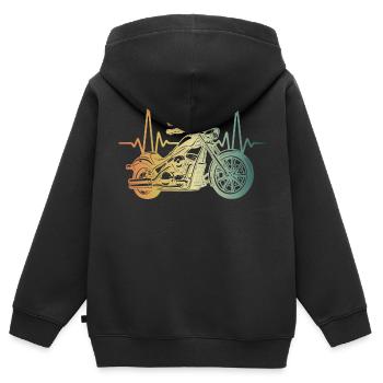 Herzschlag Motorrad Chopper - Kinder Premium Organic Zip Hoodie - Schwarz - Hinten - AI Model Kid Male (0cm)