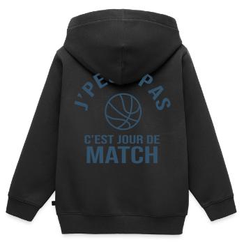 basketball je peux pas c est match de basket - Sweat Premium à capuche zippé enfant bio - noir - Dos - AI Model Kid Male (0cm)