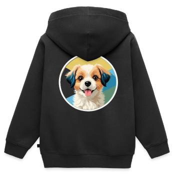Pfotenliebe – Süßer Hund für kleine Tierfreunde - Kinder Premium Organic Zip Hoodie - Schwarz - Hinten - AI Model Kid Male (0cm)