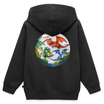 Drachen-Abenteuer – Fantasie für kleine Helden - Kinder Premium Organic Zip Hoodie - Schwarz - Hinten - AI Model Kid Male (0cm)