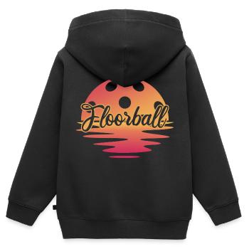 Floorball Unihockey FLOORBALL Floorball-FREIZEIT - Kinder Premium Organic Zip Hoodie - Schwarz - Hinten - AI Model Kid Male (0cm)