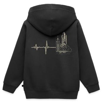 Geschenk Heartbeat Raumfahrt - Kinder Premium Organic Zip Hoodie - Schwarz - Hinten - AI Model Kid Male (0cm)