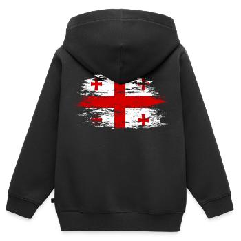 Georgien Flagge used - Kinder Premium Organic Zip Hoodie - Schwarz - Hinten - AI Model Kid Male (0cm)