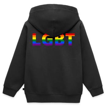 LGBT - Kinder Premium Organic Zip Hoodie - Schwarz - Hinten - AI Model Kid Male (0cm)