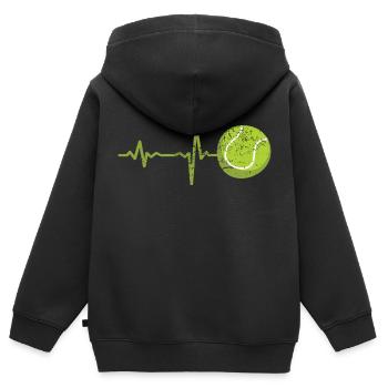 Geschenk Heartbeat Tennis - Kinder Premium Organic Zip Hoodie - Schwarz - Hinten - AI Model Kid Male (0cm)