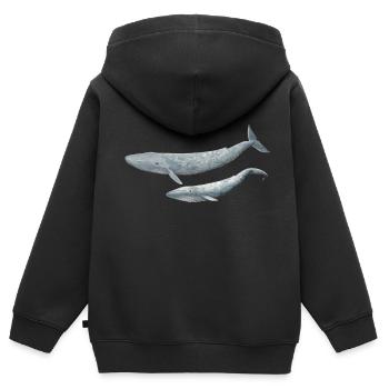 Blue Whale - Blue Whale - Baleine bleue - Sweat Premium à capuche zippé enfant bio - noir - Dos - AI Model Kid Male (0cm)