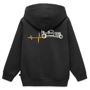 Cadeau cru Heartbeat - Sweat Premium à capuche zippé enfant bio - noir - Dos - AI Model Kid Male (0cm)