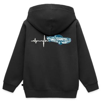 Geschenk Heartbeat Sportwagen Oldtimer - Kinder Premium Organic Zip Hoodie - Schwarz - Hinten - AI Model Kid Male (0cm)