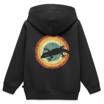 Gecko Eidechse Terrarium Reptil Geschenk - Kinder Premium Organic Zip Hoodie - Schwarz - Hinten - AI Model Kid Male (0cm)