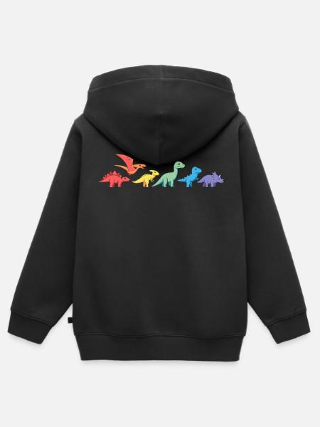 Regenbogen-Dinos - Kinder Premium Organic Zip Hoodie - Schwarz