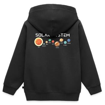 Système solaire avec ses planètes - Sweat Premium à capuche zippé enfant bio - noir - Dos - AI Model Kid Male (0cm)