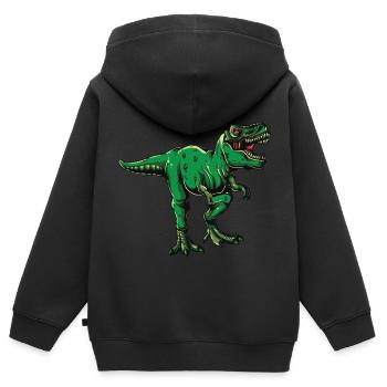 t-rex dino dinosaurier herzschlag urzeit kreide - Kinder Premium Organic Zip Hoodie - Schwarz - Hinten - AI Model Kid Male (0cm)
