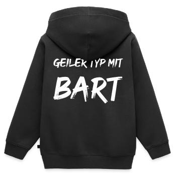 Geiler Typ mit Bart - Kinder Premium Organic Zip Hoodie - Schwarz - Hinten - AI Model Kid Male (0cm)