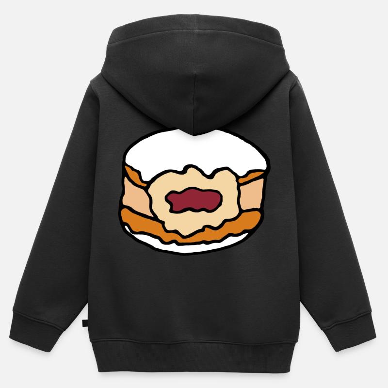 Beignets berlinois Confitures Glaçage - Sweat Premium à capuche zippé enfant bio - noir
