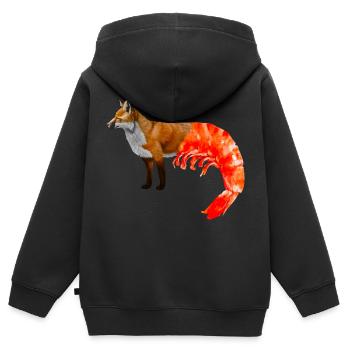 Fuchs-Shrimp-Mischung - Kinder Premium Organic Zip Hoodie - Schwarz - Hinten - AI Model Kid Male (0cm)
