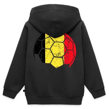 Belgium Soccer Ball Fußball - Kinder Premium Organic Zip Hoodie - Schwarz - Hinten - AI Model Kid Male (0cm)