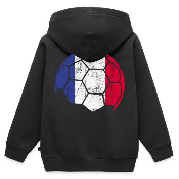 France Soccer Ball Fußball - Kinder Premium Organic Zip Hoodie - Schwarz - Hinten - AI Model Kid Male (0cm)