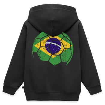 Brazil Soccer Ball Fußball - Kinder Premium Organic Zip Hoodie - Schwarz - Hinten - AI Model Kid Male (0cm)