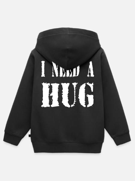 I NEED A HUG - Kinder Premium Organic Zip Hoodie - Schwarz