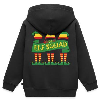 Reggae elf squad, noël, drôle, noël, rasta - Sweat Premium à capuche zippé enfant bio - noir - Dos - AI Model Kid Male (0cm)
