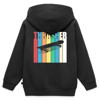 Trasher, Skateboarding, Skateboard, Skater - Kinder Premium Organic Zip Hoodie - Schwarz - Hinten - AI Model Kid Male (0cm)