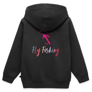Fly fishing, fly fishing, fly fishing, fly fishing - Kids Premium Organic Zip-up Hoodie - black - Back - AI Model Kid Male (0cm)