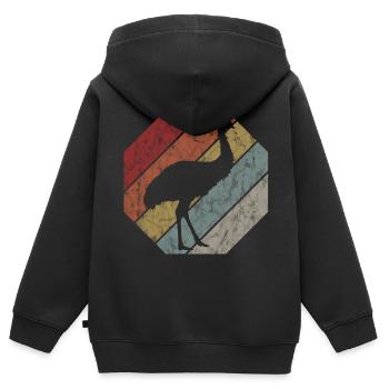 Emu Laufvogel Dromaius Strauß Australien Retro - Kinder Premium Organic Zip Hoodie - Schwarz - Hinten - AI Model Kid Male (0cm)