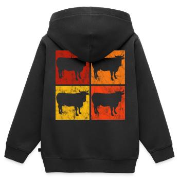 Vaches rétro bovin agriculteur agriculture vache fermage - Sweat Premium à capuche zippé enfant bio - noir - Dos - AI Model Kid Male (0cm)