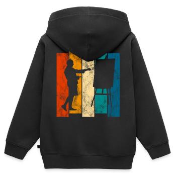 art rétro artiste artiste peinture peintre - Sweat Premium à capuche zippé enfant bio - noir - Dos - AI Model Kid Male (0cm)