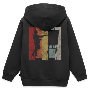 Artiste rétro art artiste peinture peintre - Sweat Premium à capuche zippé enfant bio - noir - Dos - AI Model Kid Male (0cm)