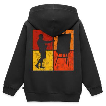 Artiste rétro art peinture peintre artiste - Sweat Premium à capuche zippé enfant bio - noir - Dos - AI Model Kid Male (0cm)