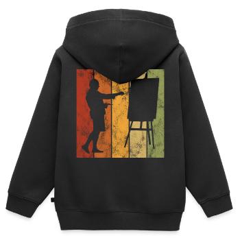 Künstler Malerei Retro Kunst Künstlerin Malerin - Kinder Premium Organic Zip Hoodie - Schwarz - Hinten - AI Model Kid Male (0cm)