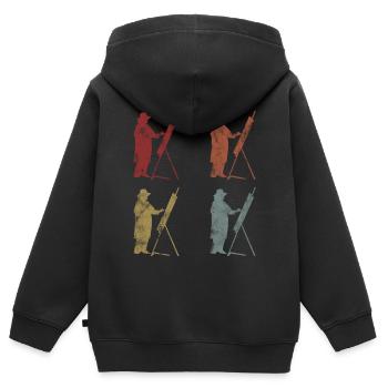 Peinture artiste artiste peintre art rétro - Sweat Premium à capuche zippé enfant bio - noir - Dos - AI Model Kid Male (0cm)