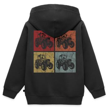 Tracteurs tracteurs de tracteurs de ferme tracteurs - Sweat Premium à capuche zippé enfant bio - noir - Dos - AI Model Kid Male (0cm)