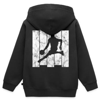 Basket basket basketteur basketteur - Sweat Premium à capuche zippé enfant bio - noir - Dos - AI Model Kid Male (0cm)