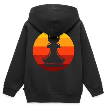 Échecs de jeu d’échecs de jeu d’échecs - Sweat Premium à capuche zippé enfant bio - noir - Dos - AI Model Kid Male (0cm)