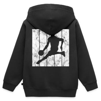 Basket basket basketteur basketteur - Sweat Premium à capuche zippé enfant bio - noir - Dos - AI Model Kid Male (0cm)
