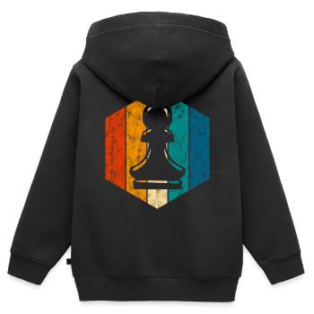 Échecs de jeu d’échecs de jeu d’échecs - Sweat Premium à capuche zippé enfant bio - noir - Dos - AI Model Kid Male (0cm)