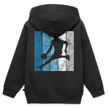 Basket basket basketteur basketteur - Sweat Premium à capuche zippé enfant bio - noir - Dos - AI Model Kid Male (0cm)