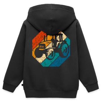 Farm Farmer Tractor Retro Tractors Tractors Tractors - Kids Premium Organic Zip-up Hoodie - black - Back - AI Model Kid Male (0cm)