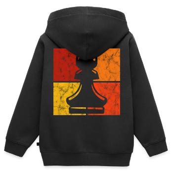 Jeu d’échecs rétro jeu d’échecs jeu d’échecs - Sweat Premium à capuche zippé enfant bio - noir - Dos - AI Model Kid Male (0cm)