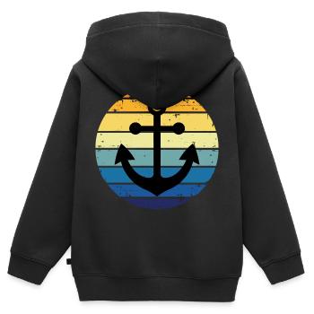 Anker Vintage Seefahrt See Meer Anker - Kinder Premium Organic Zip Hoodie - Schwarz - Hinten - AI Model Kid Male (0cm)