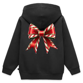 Weihnachtsgeschenk mit Zuckerrohrschleife - Kinder Premium Organic Zip Hoodie - Schwarz - Hinten - AI Model Kid Male (0cm)