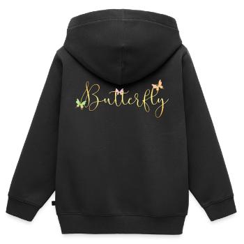 papillon | papillon - Sweat Premium à capuche zippé enfant bio - noir - Dos - AI Model Kid Male (0cm)