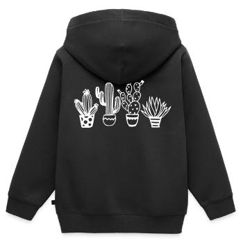 Amateurs de cactus - Nature - Durable - Cactus - Sweat Premium à capuche zippé enfant bio - noir - Dos - AI Model Kid Male (0cm)