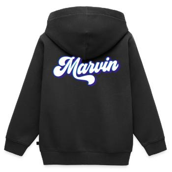 Marvin | Farben änderbar - Kinder Premium Organic Zip Hoodie - Schwarz - Hinten - AI Model Kid Male (0cm)